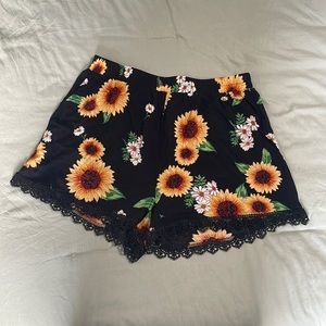 Black sunflower shorts